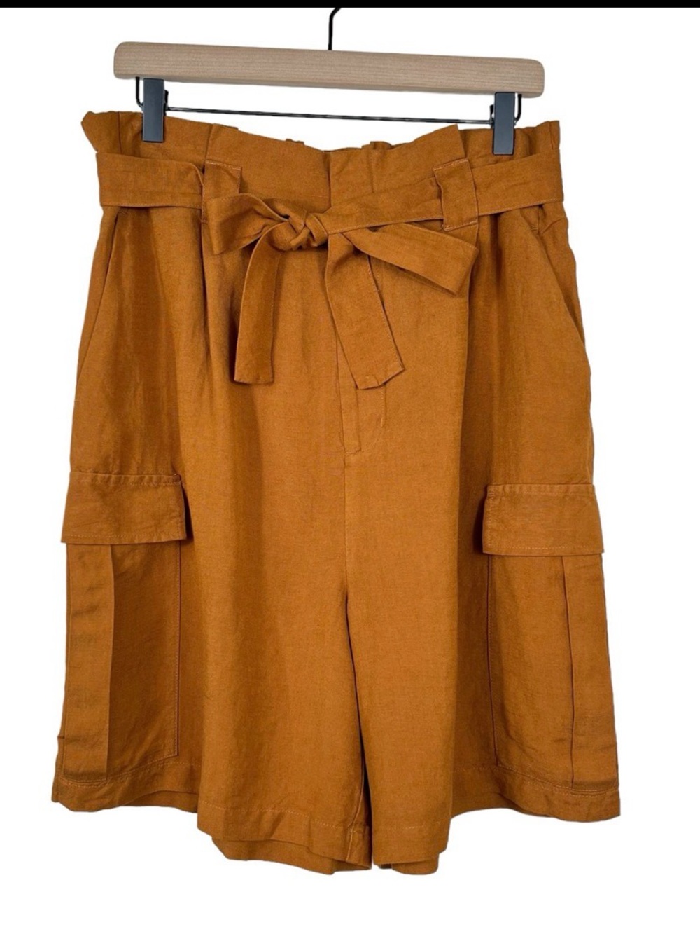 A New Day High Rise Paperbag Camel Brown Elastic Back Shorts  XS